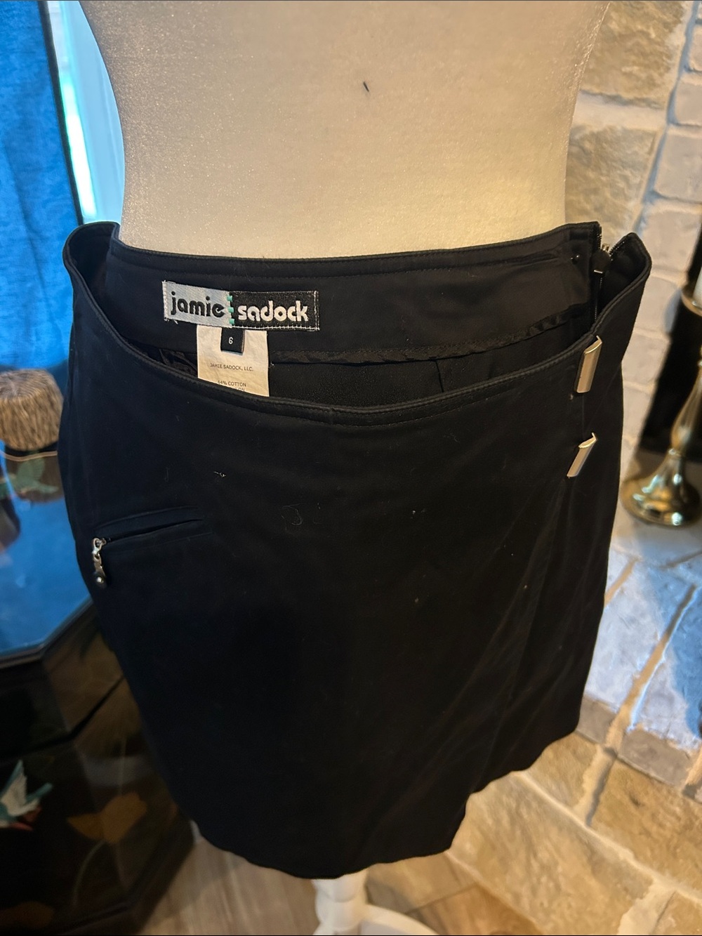 jamie sadock Black Performance Golf Skort with Zip Pocket